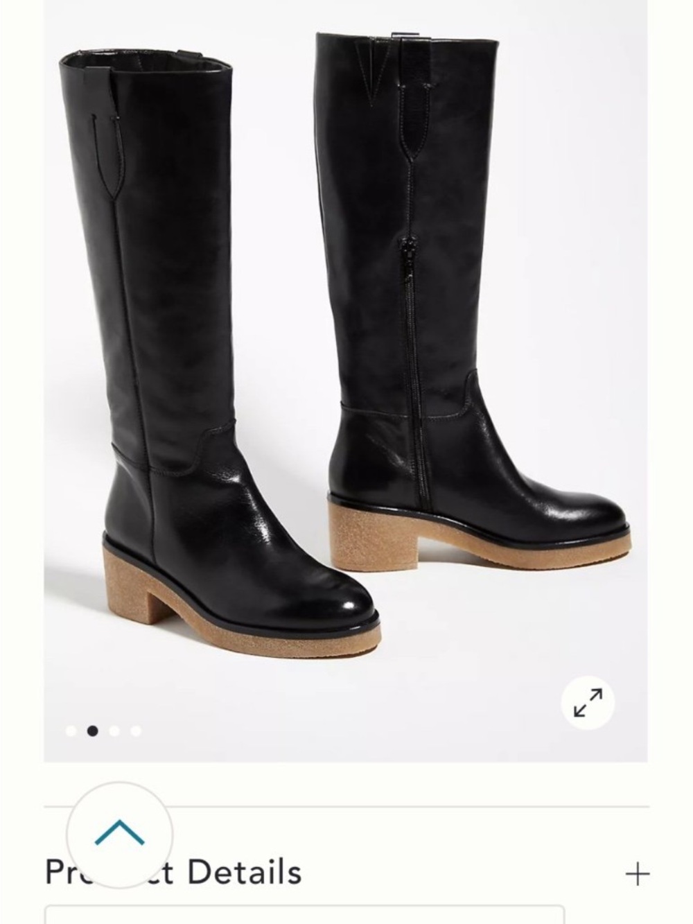 Anthropologie Black Knee-High Platform Boots with Tan Crepe Sole